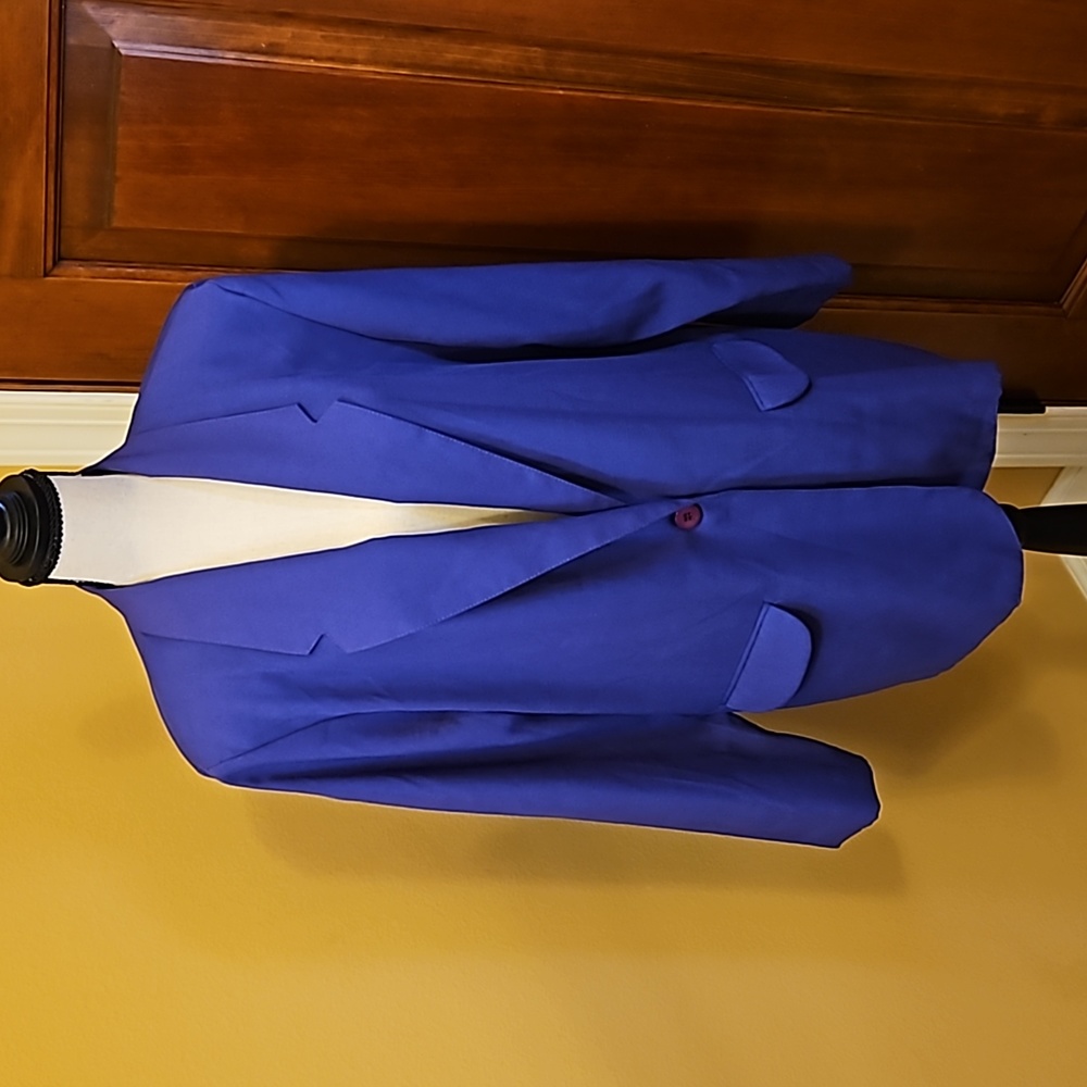 LIZ BAKER BLAZER COAT 14 PURPLE BUTTON POCKET Vintage